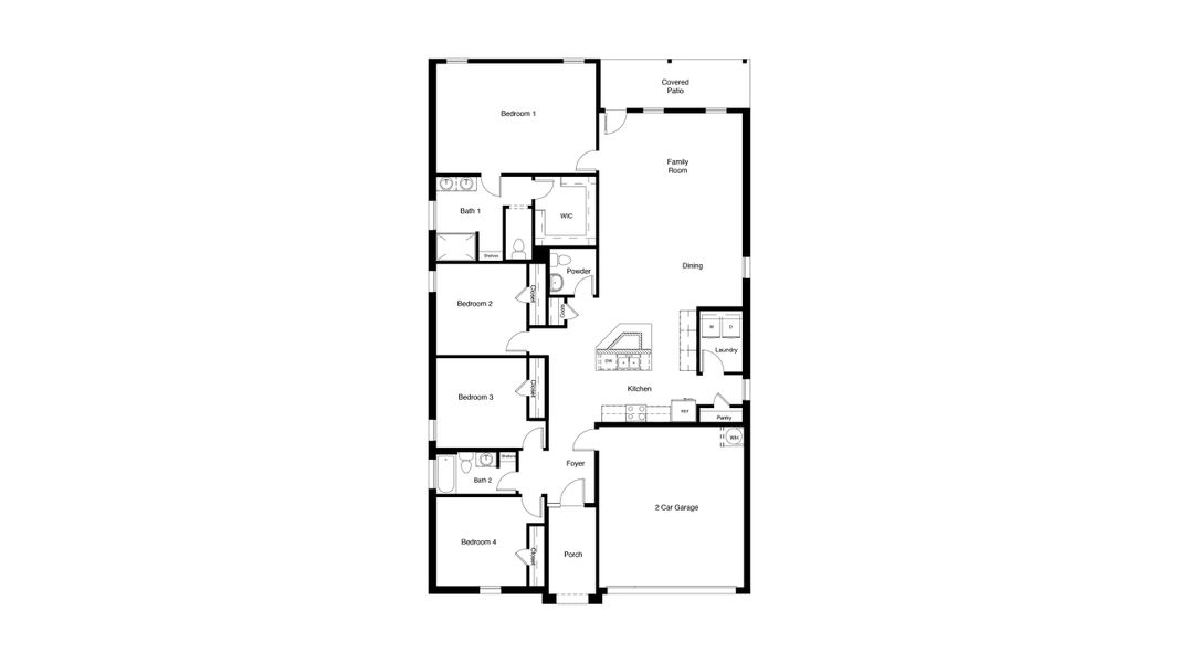 2D floor plan layout of this home in Monarch at the Meadows, Ponder, TX (Image 2).