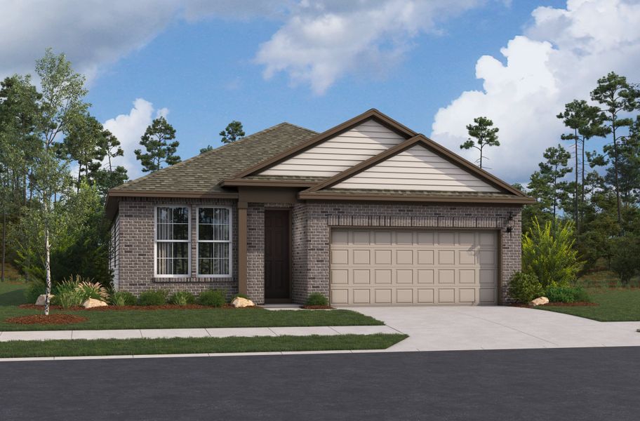 Representative exterior photo of a completed home built from the Keller by Beazer Homes in Hunter's Ranch, San Antonio, TX (Image 1). Representative exterior photo of a completed home built from the Keller by Beazer Homes in Hunter's Ranch, San Antonio, TX (Image 1).