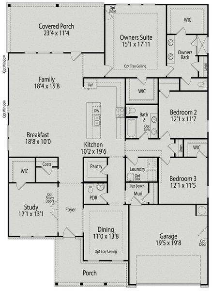 2D floor plan layout for the The Magnolia II A by Davidson Homes LLC in Springvale South, Fuquay Varina, NC (Image 4). 2D floor plan layout for the The Magnolia II A by Davidson Homes LLC in Springvale South, Fuquay Varina, NC (Image 4).