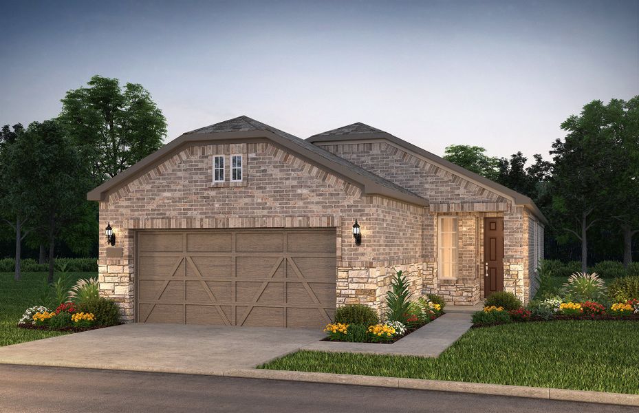 The Compass, a one-story home with 2-car garage, s