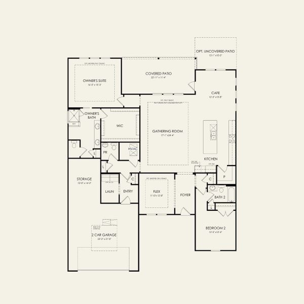 2D floor plan layout for the Stellar by Del Webb in Del Webb Carolina Ridge, Midland, NC (Image 3).