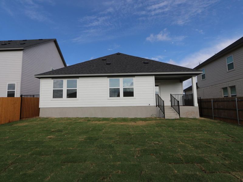 Exterior details and patio area of a home in Cascades at Onion Creek, Austin (Image 3). Exterior details and patio area of a home in Cascades at Onion Creek, Austin (Image 3).