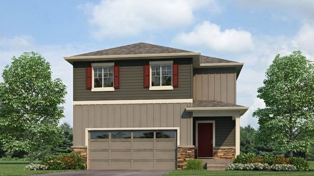 Representative exterior photo of a completed home built from the Pine by D.R. Horton in Tailholt, Severance, CO (Image 20).