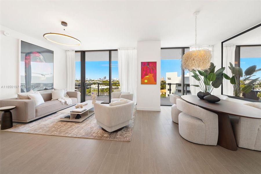 Furnished interior view inside a new home in Five Park, Miami Beach (Image 3).