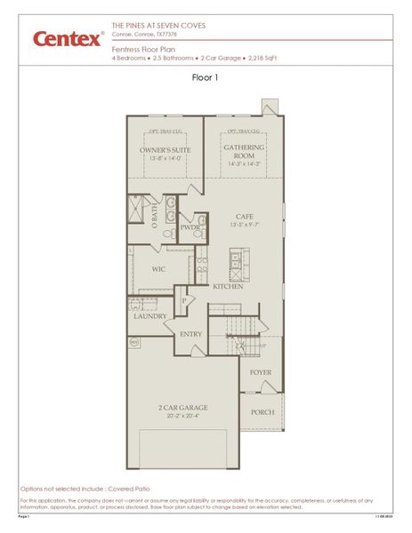 2D floor plan layout of this home in The Pines At Seven Coves, Willis, TX (Image 2).