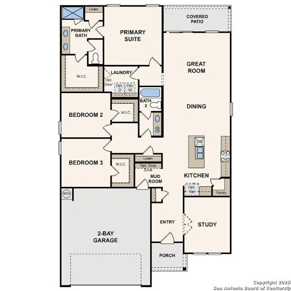 2D floor plan layout of this home in Cinco Lakes, San Antonio, TX (Image 3).