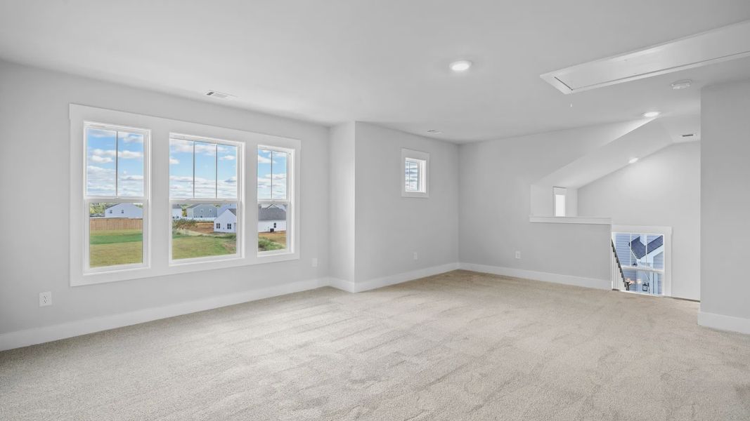 2 story single family home, all white, loft