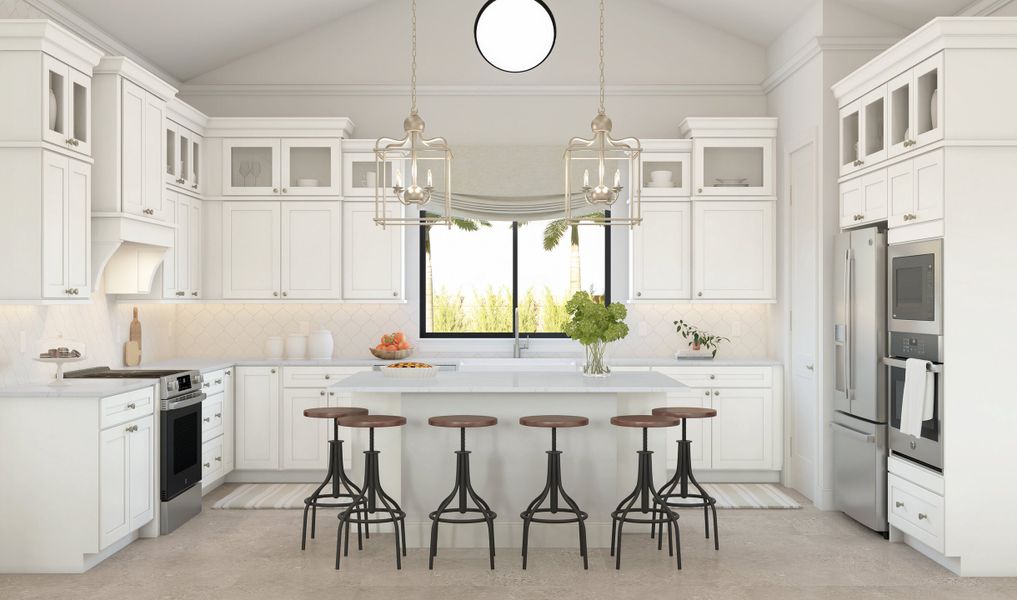 Kitchen with pendant lighting