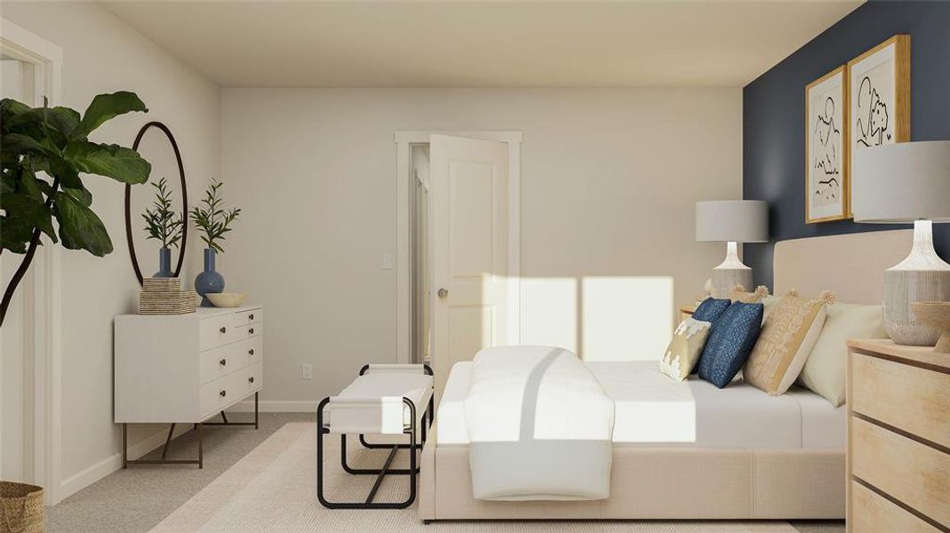 Carpeted bedroom featuring baseboards Carpeted bedroom featuring baseboards