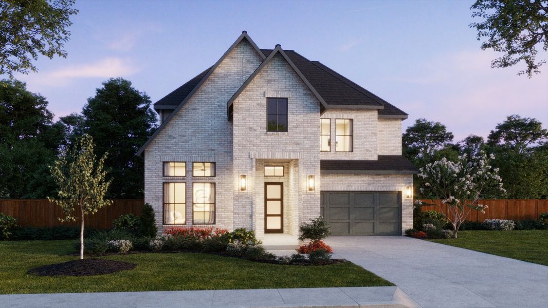 Representative exterior photo of a completed home built from the Royale II by Normandy Homes in Village on Main Street, Frisco, TX (Image 20).