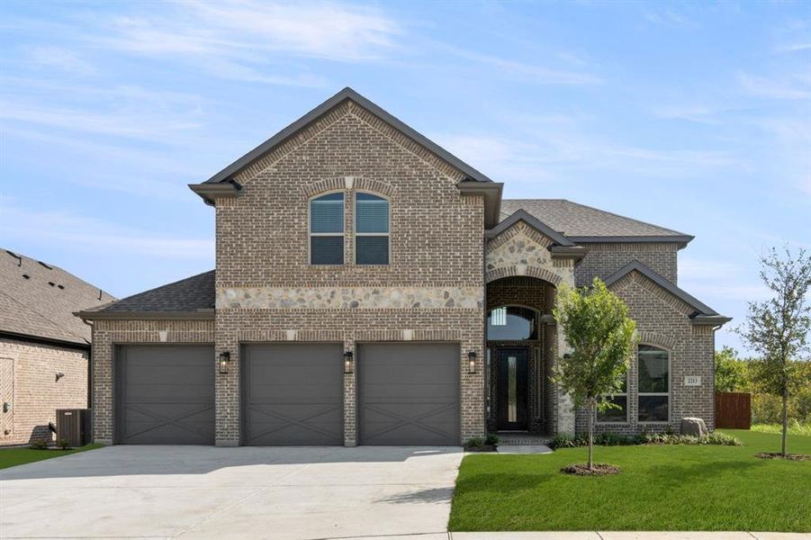 Front exterior of a new home in Birdsong, Mansfield, TX, highlighting curb appeal (Image 26).