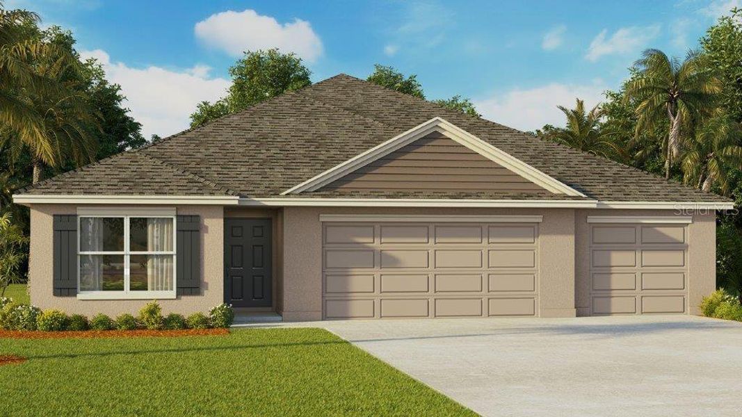 Front exterior of a new home in Brookside, Ruskin, FL, highlighting curb appeal (Image 1). Front exterior of a new home in Brookside, Ruskin, FL, highlighting curb appeal (Image 1).