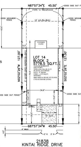 21838 Kintai Ridge Drive preliminary plot plan