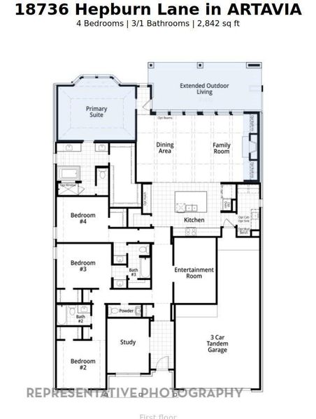 2D floor plan layout of this home in ARTAVIA: 60ft. lots, Conroe, TX (Image 2). 2D floor plan layout of this home in ARTAVIA: 60ft. lots, Conroe, TX (Image 2).