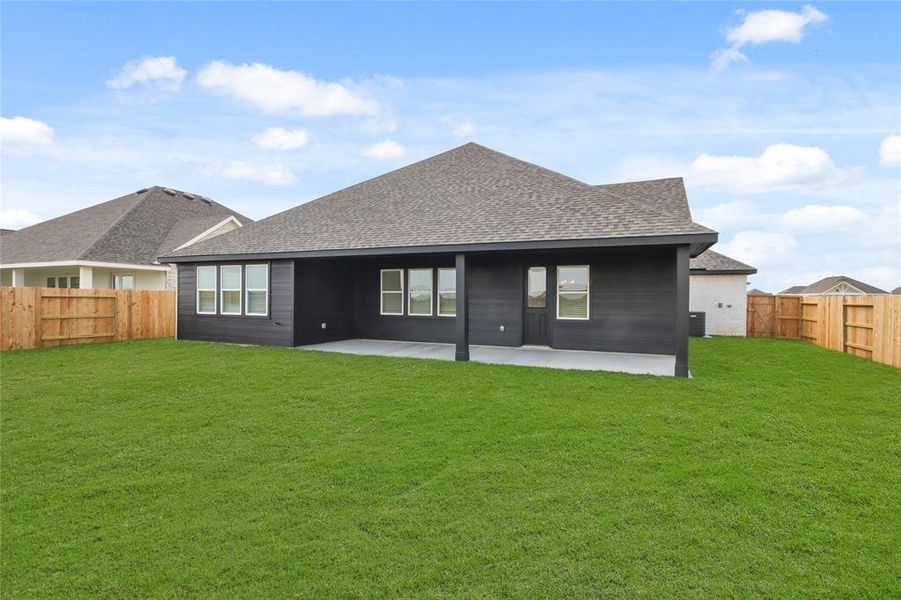 Backyard with covered patio