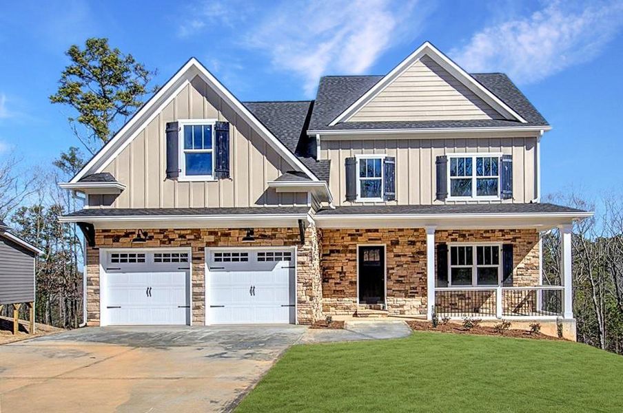Front exterior of a new home in , Cartersville, GA, highlighting curb appeal (Image 23). Front exterior of a new home in , Cartersville, GA, highlighting curb appeal (Image 23).