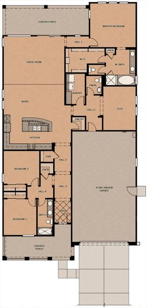2D floor plan layout for the Acacia by Fulton Homes in Groves at Barney Farms, Queen Creek, AZ (Image 3).