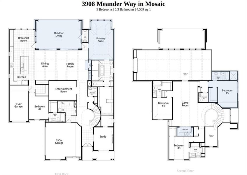 2D floor plan layout of this home in Mosaic, Celina, TX (Image 3).