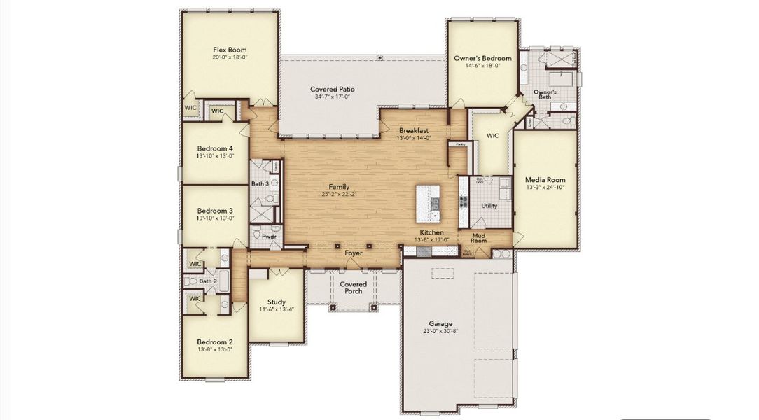 2D floor plan layout for the Sperry (Legacy Series) by Kindred Homes in Discovery Lakes, Rockwall, TX (Image 5). 2D floor plan layout for the Sperry (Legacy Series) by Kindred Homes in Discovery Lakes, Rockwall, TX (Image 5).