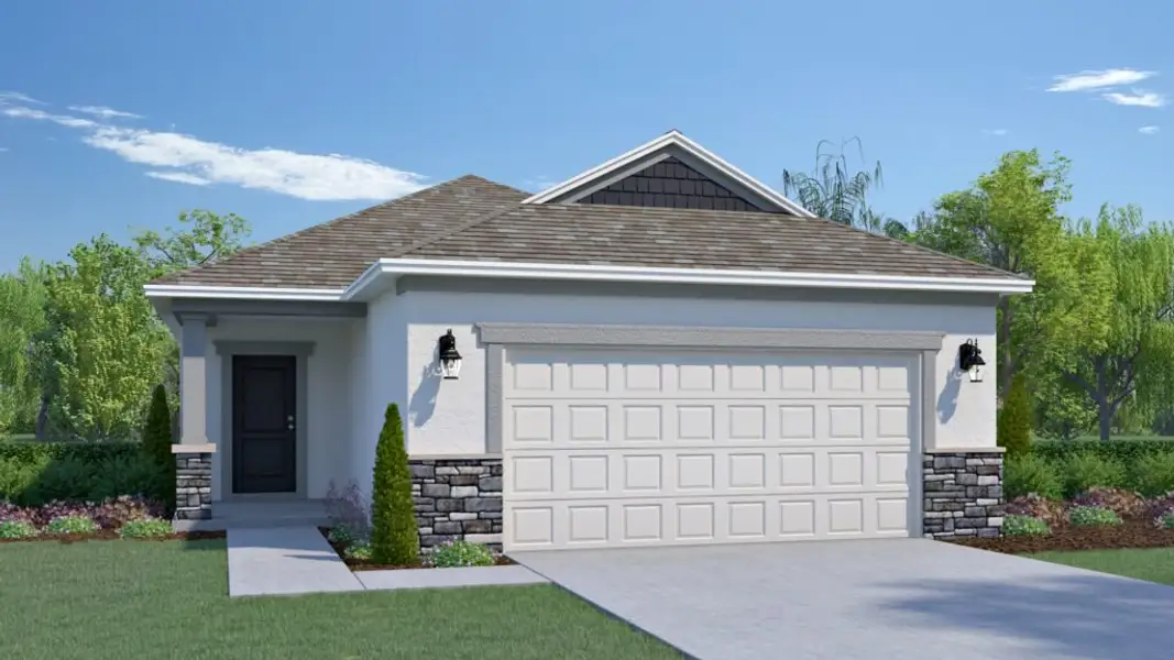 Representative exterior photo of a completed home built from the Hudson by Holiday Builders in Pineapple Grove, Port St. Lucie, FL (Image 6).