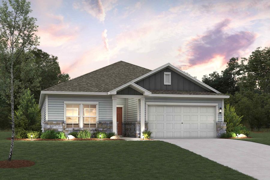 A house with a garage.