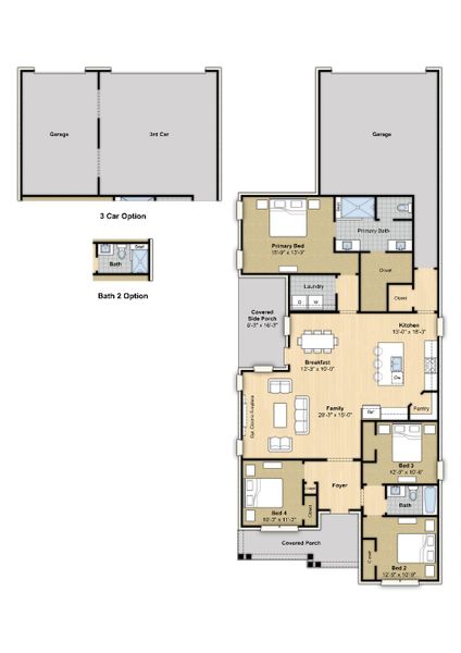 2D floor plan layout for the Ellington by Grant & Co in Union Depot, Bartlett, TN (Image 3).