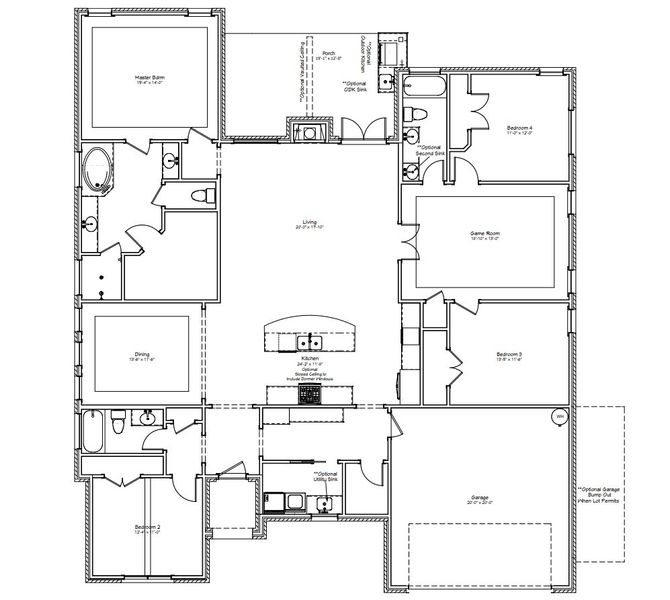 2D floor plan layout for the The Savannah by Reece Homes in Stella Ranch, Bryan, TX (Image 3).