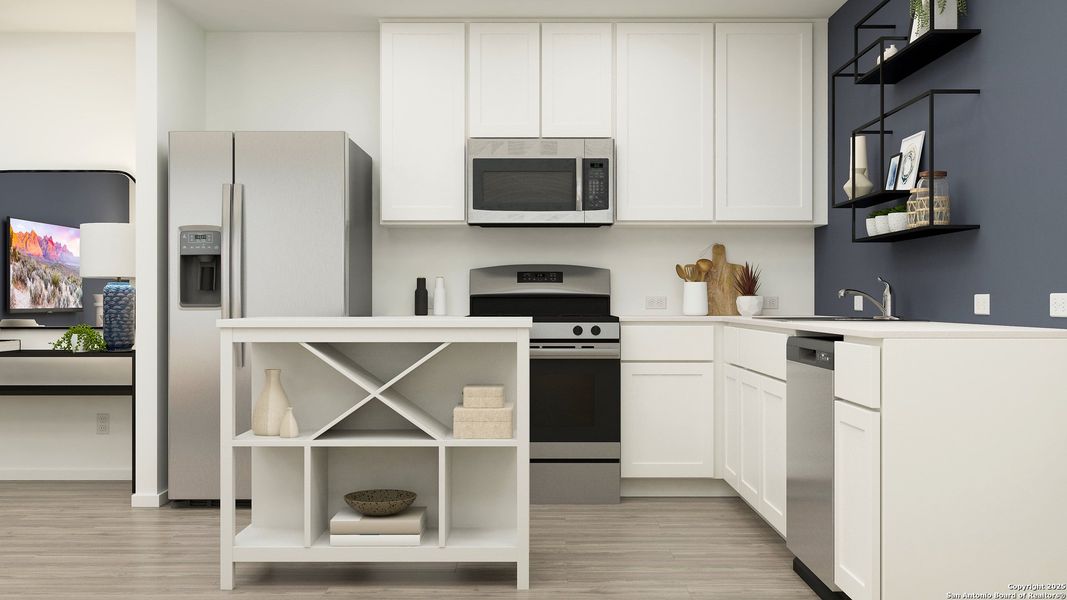 Furnished interior view inside a new home in Espada: Crestmore Collection, San Antonio (Image 7). Furnished interior view inside a new home in Espada: Crestmore Collection, San Antonio (Image 7).