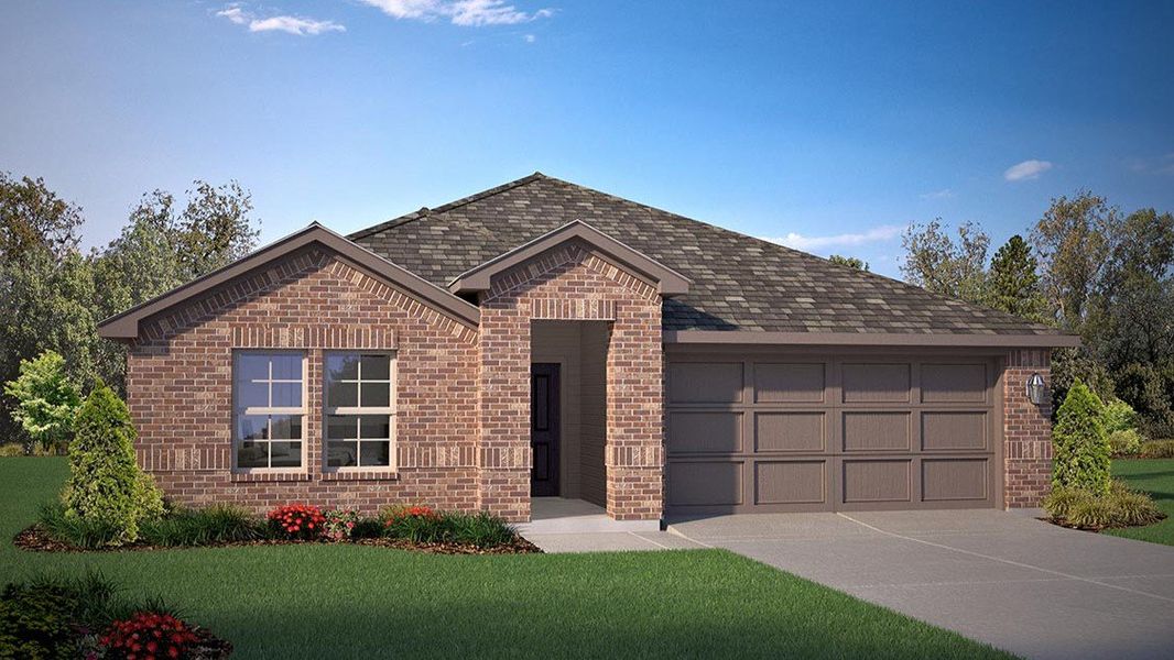 Representative exterior photo of a completed home built from the TEXAS CALI by D.R. Horton in Homestead at Parks Bell Ranch, Odessa, TX (Image 3).