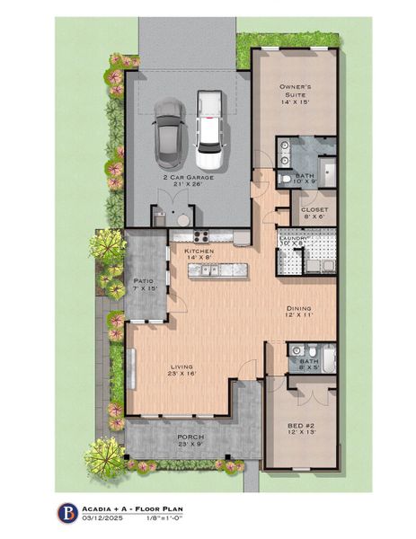 2D floor plan layout for the Acadia Plus by Perfection Builders in The Courtyards at Jacobs Farm, Wichita, KS (Image 2). 2D floor plan layout for the Acadia Plus by Perfection Builders in The Courtyards at Jacobs Farm, Wichita, KS (Image 2).
