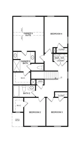 2D floor plan layout for the The Newbury by Direct Residential Communities in Chastain Heights, Woodstock, GA (Image 3).