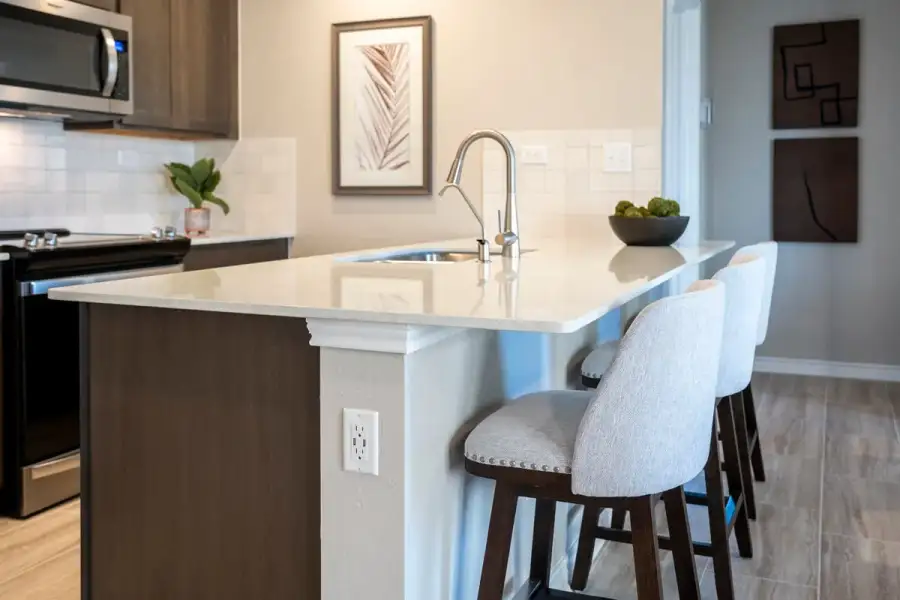 Representative furnished interior of a home built from the 1417 by KB Home in Espino, San Antonio (Image 5).