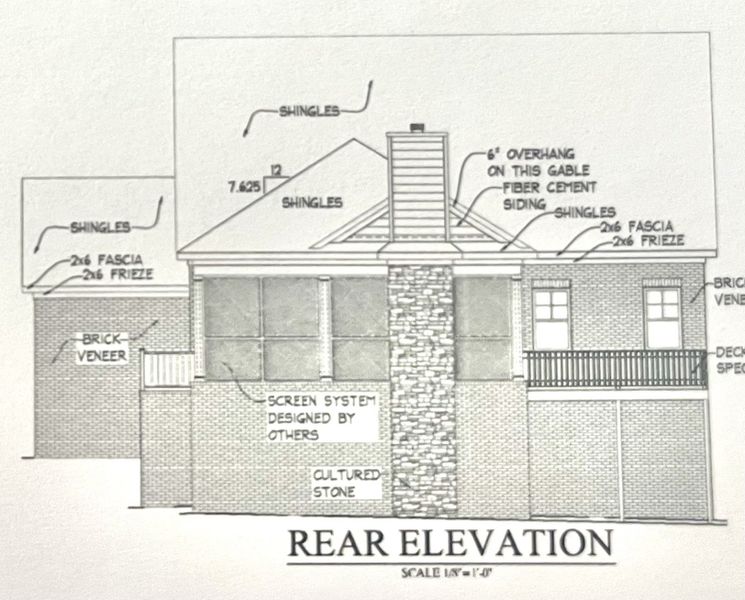 Back sloped lot . Notice the large Screened in back porch with wood burning fireplace and deck off of porch. Back sloped lot . Notice the large Screened in back porch with wood burning fireplace and deck off of porch.