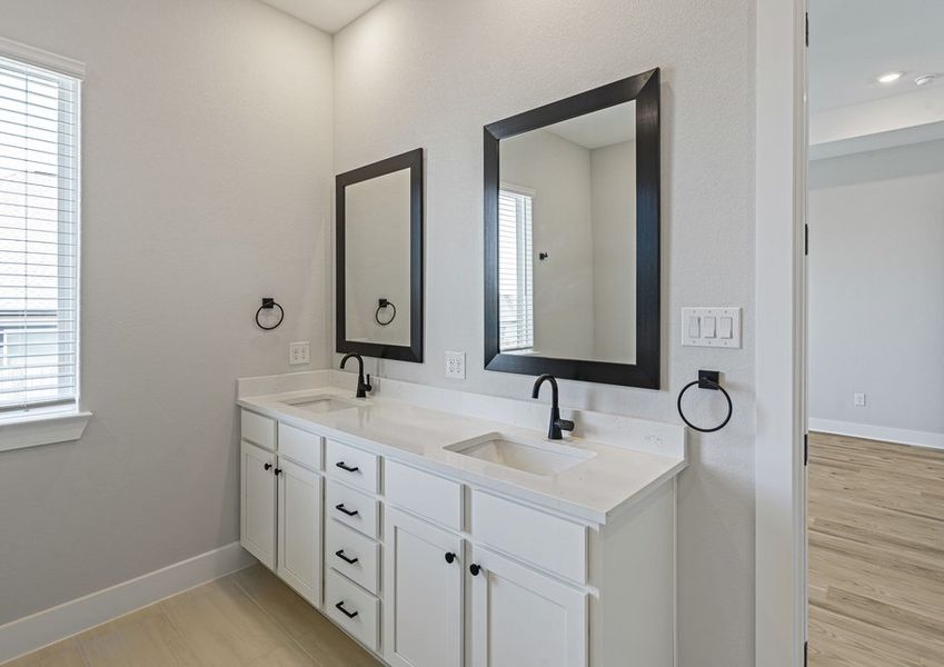 The master bathroom has a sprawling dual sink vanity. The master bathroom has a sprawling dual sink vanity.