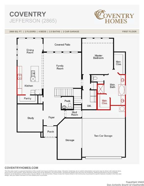 2D floor plan layout of this home in Megan's Landing 50', Castroville, TX (Image 4).