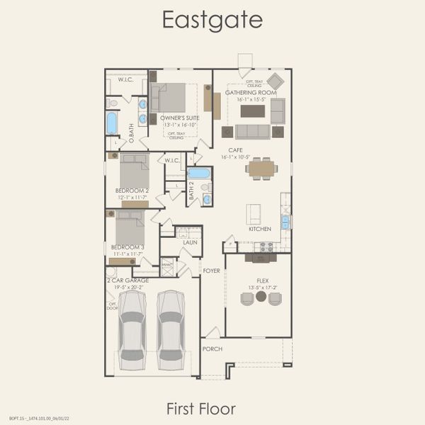 2D floor plan layout for the Eastgate by Centex in Vantage, San Marcos, TX (Image 3).