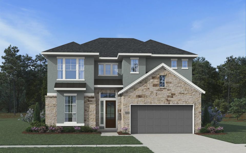 Representative exterior photo of a completed home built from the Acadia by Chesmar Homes in Prominence 50's, San Antonio, TX (Image 16).