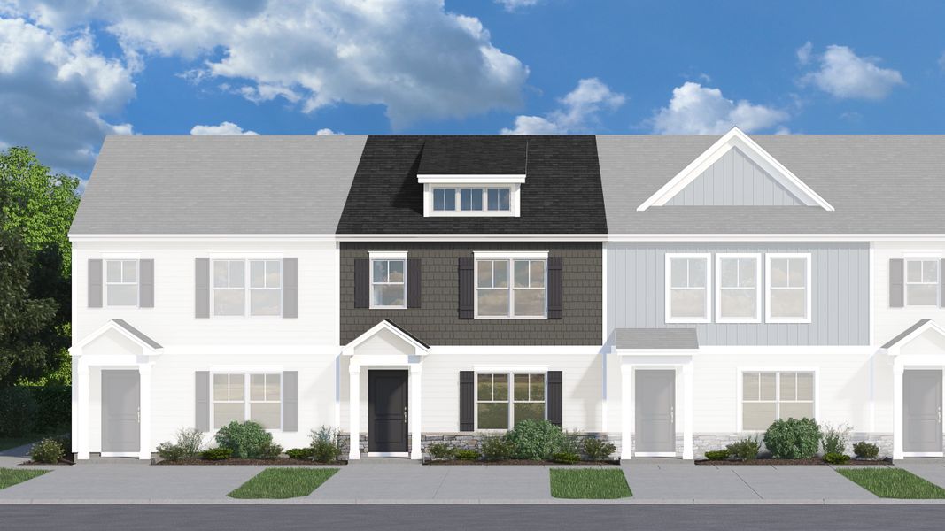 Front exterior of a new home in Meece, Easley, SC, highlighting curb appeal (Image 7). Front exterior of a new home in Meece, Easley, SC, highlighting curb appeal (Image 7).