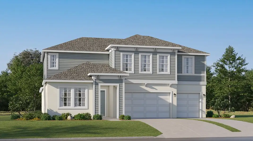 Front exterior of a new home in Stonegate Preserve, Palmetto, FL, highlighting curb appeal (Image 1). Front exterior of a new home in Stonegate Preserve, Palmetto, FL, highlighting curb appeal (Image 1).