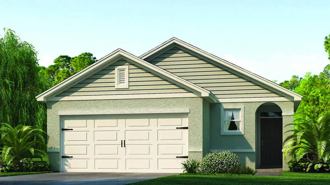 Front exterior of a new home in Hamilton Bluff, Lake Hamilton, FL, highlighting curb appeal (Image 2).