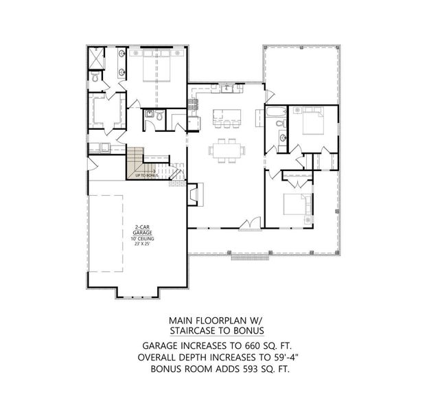 2D floor plan layout for the Canyon Plan by Zeal Home Builders in Patti Lynn Hills, Paradise, TX (Image 4).