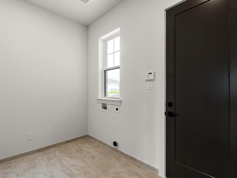 Laundry area with washer hookup and hookup for an electric dryer Laundry area with washer hookup and hookup for an electric dryer