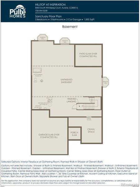 2D floor plan layout of this home in Hilltop at Inspiration, Aurora, CO (Image 3).