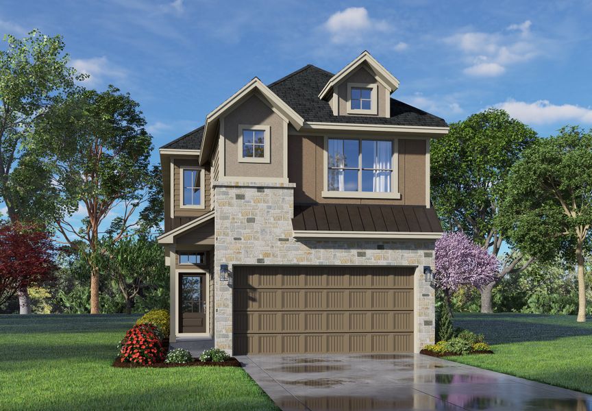Front exterior of a new home in Bridgeland, Cypress, TX, highlighting curb appeal (Image 23).
