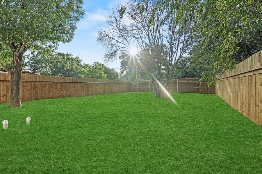 View of fenced backyard