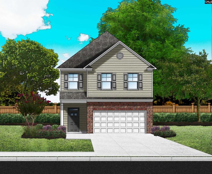 Exterior rendering of this home design in Peachtree Hills, Lexington, SC (Image 1). Exterior rendering of this home design in Peachtree Hills, Lexington, SC (Image 1).