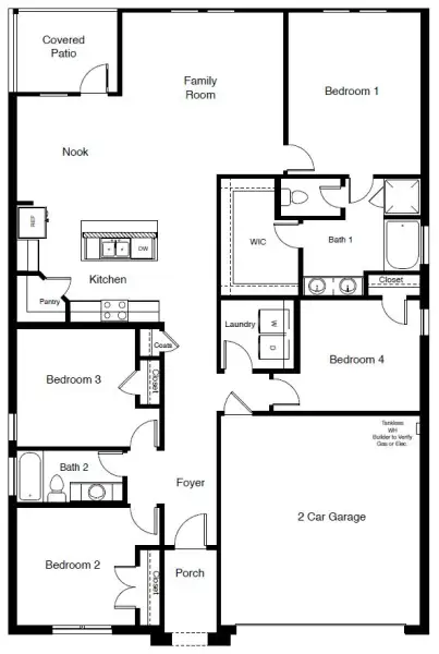 2D floor plan layout of this home in Yukon Ridge, Odessa, TX (Image 4).