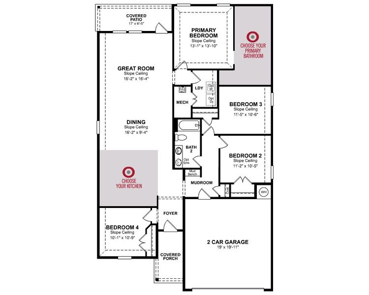 2D floor plan layout for the Brooks by Beazer Homes in Cottonwood, Dorchester, TX (Image 3).