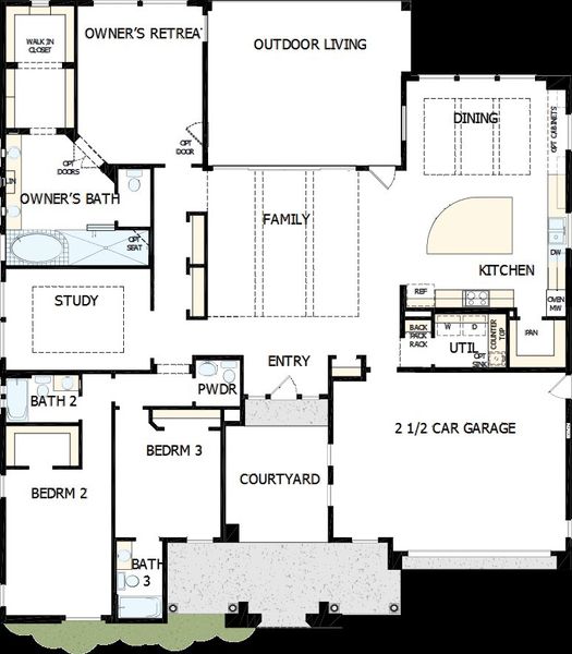 2D floor plan layout of this home in Victory at Verrado, Buckeye, AZ (Image 2).