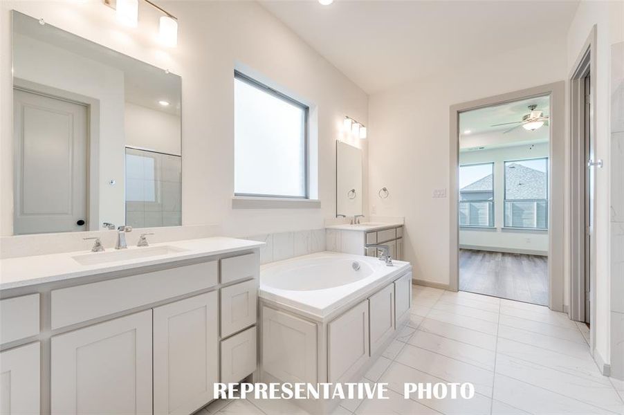 Plenty of space for two in this wonderful owner's bath.  REPRESENTATIVE PHOTO